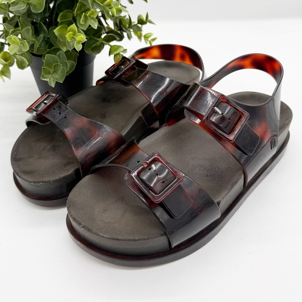 Melissa Wide Platform Tortoise Shell Strap Jelly … - image 1